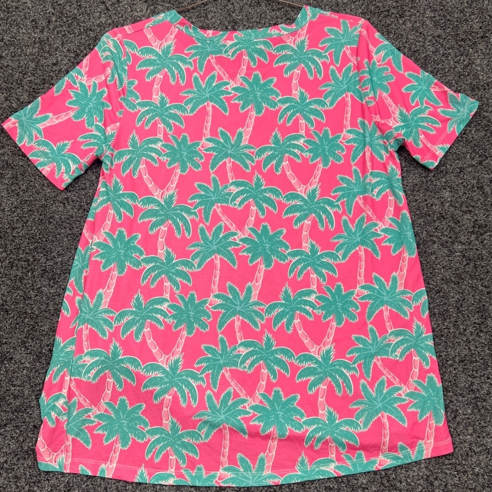 Simply Southern Pink Palm Tree Side Knot T-Shirt Medium Tropical Summer Top - Picture 5 of 6